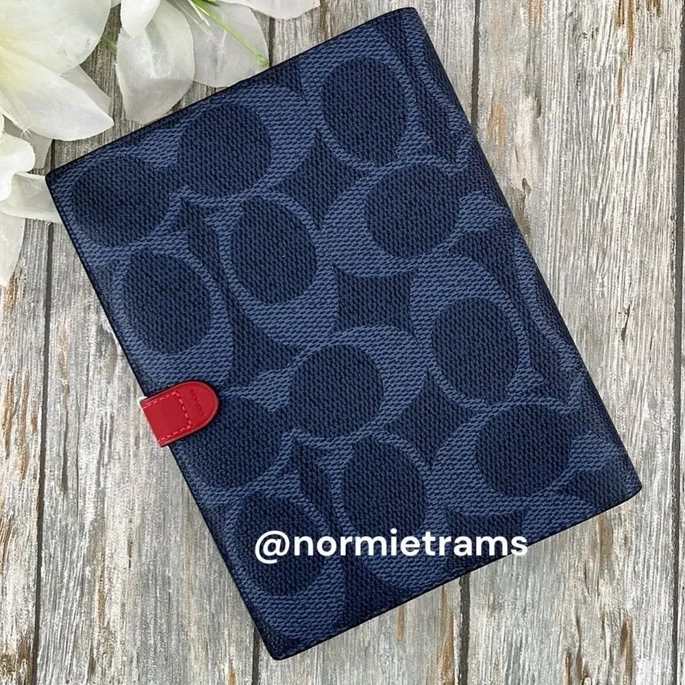 Coach Varsity Notebook In Signature & Smooth Leather Canvas With Coach Graphic